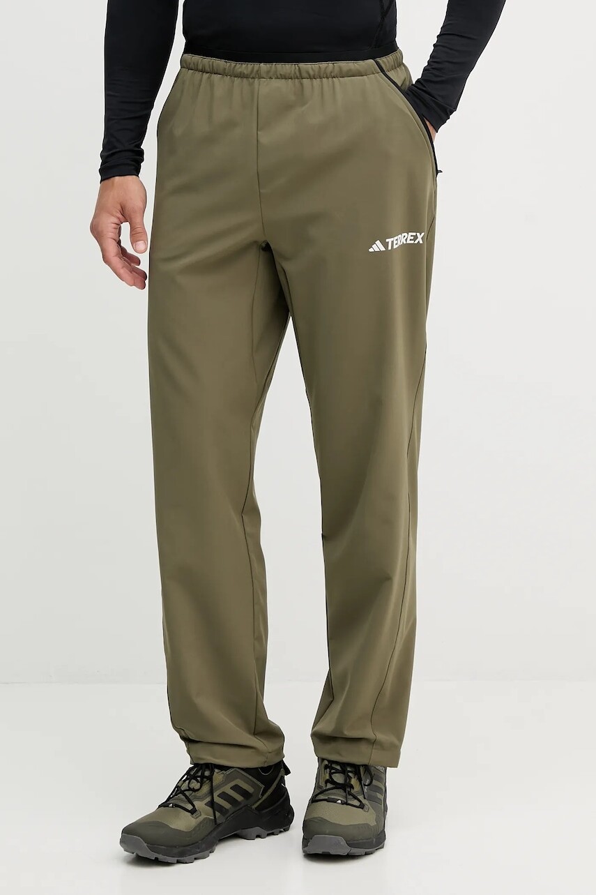 Turistické nohavice adidas TERREX Liteflex zelená farba, rovný strih, JF3708