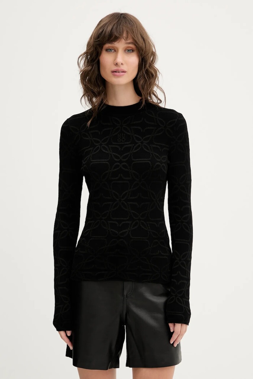 Sveter HUGO čierna farba, ľahký, 50542604