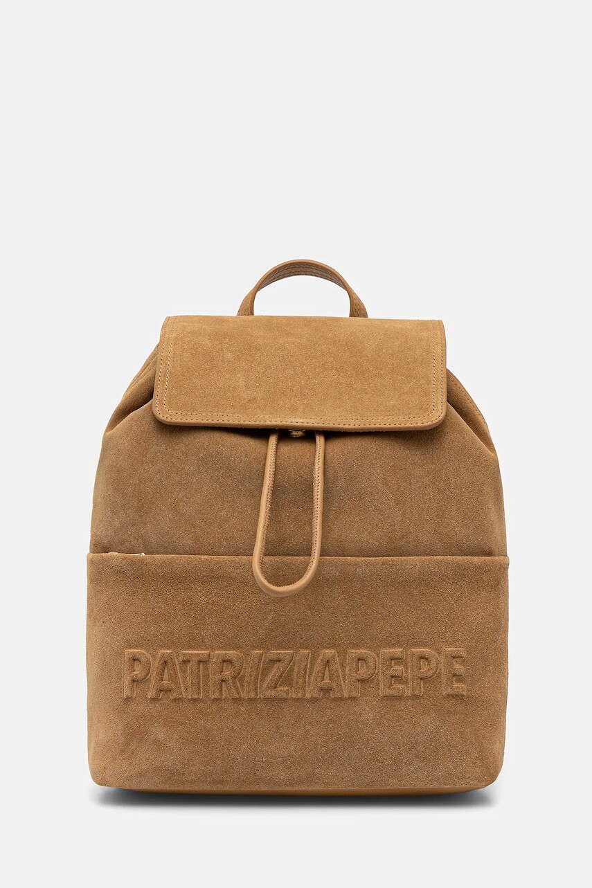 Semišový ruksak Patrizia Pepe zelená farba, veľký, jednofarebný, 8B0264 L152