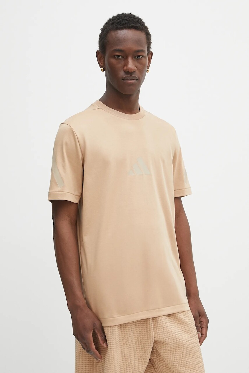 Bavlnené tričko adidas x Z.N.E pánske, béžová farba, s potlačou, JW4737