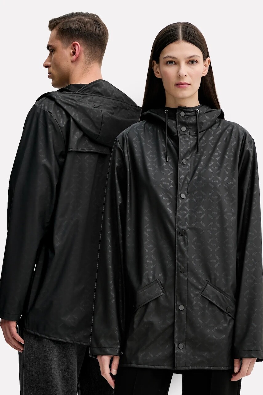 Bunda Rains Jacket W3 čierna farba, prechodná, oversize, 12010