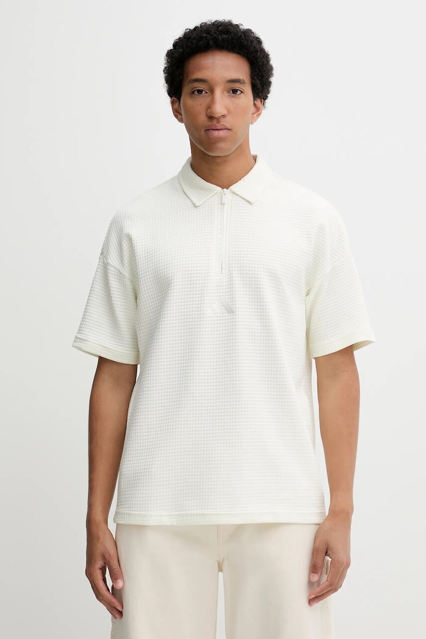 Bavlnené polo tričko adidas ALL SZN béžová farba, jednofarebné, JL6547