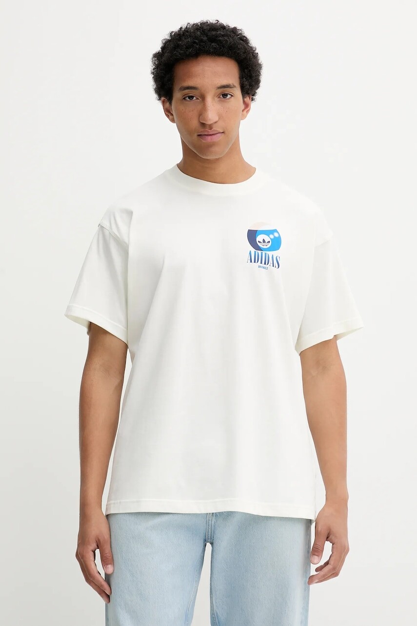 Bavlnené tričko adidas Originals Billiard Tee pánske, béžová farba, s potlačou, KT2973