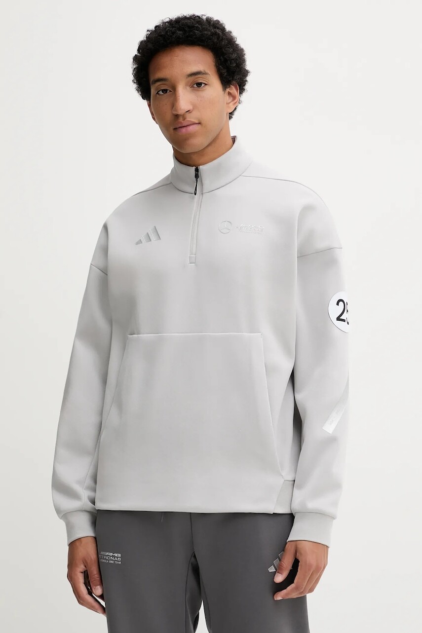 Mikina adidas x Mercedes šedá farba, s potlačou, JW3477