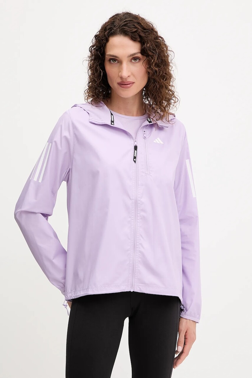 Bežecká bunda adidas Performance Own The Run fialová farba, JX2264