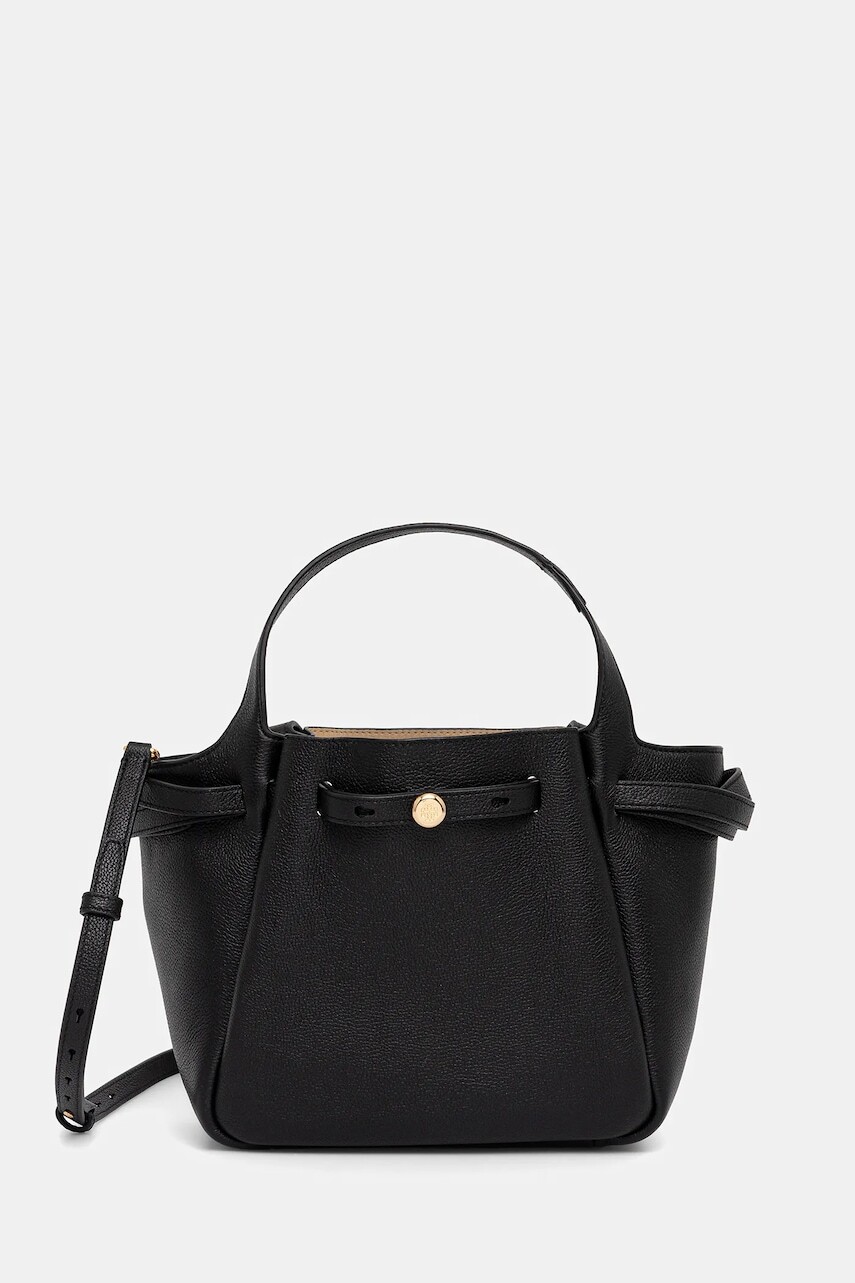 Kožená kabelka Tory Burch Romy Tote čierna farba, 164866-001