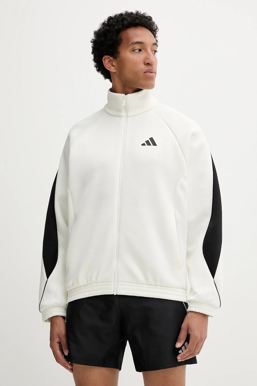 Mikina adidas Stadium béžová farba, vzorovaná, JX5618