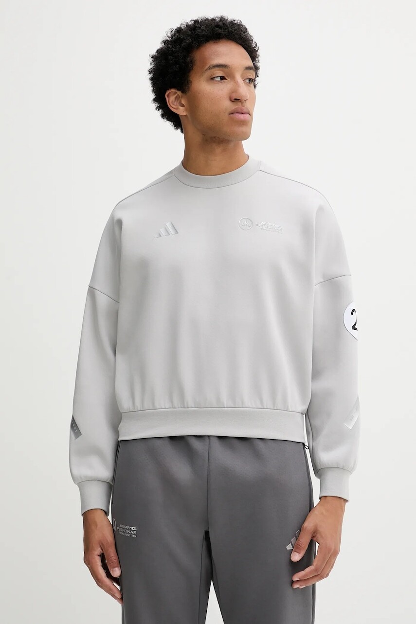 Mikina adidas x Mercedes šedá farba, s potlačou, JW3480