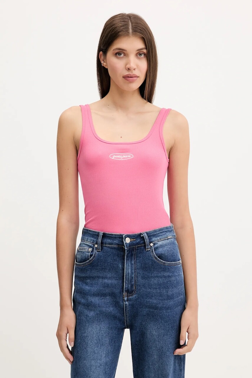 Top Guess Jeans ružová farba, W5YP35 KA0H1