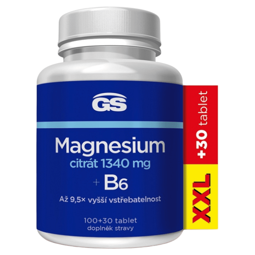 GS Magnesium citrát 1340 mg B6 XXL 100 + 30 tabliet