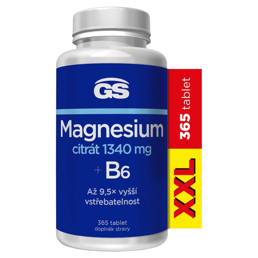 GS Magnesium citrát 1340 mg B6 XXL 365 tabliet