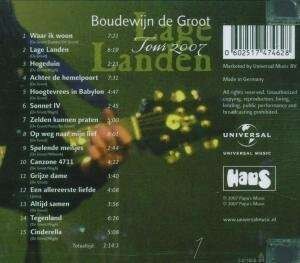 Boudewijn de Groot, LAGE LANDEN TOUR 2007, CD
