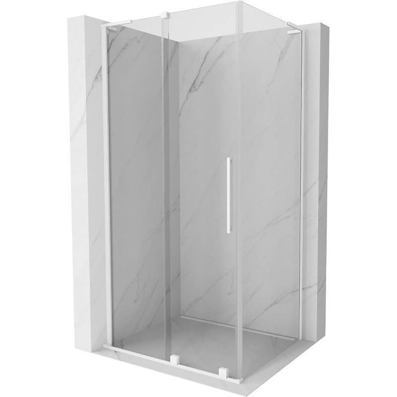 MEXEN/S - Velar L sprchovací kút, posuvné dvere 100 x 90 cm, transparent, biela 871-100-090-03-20