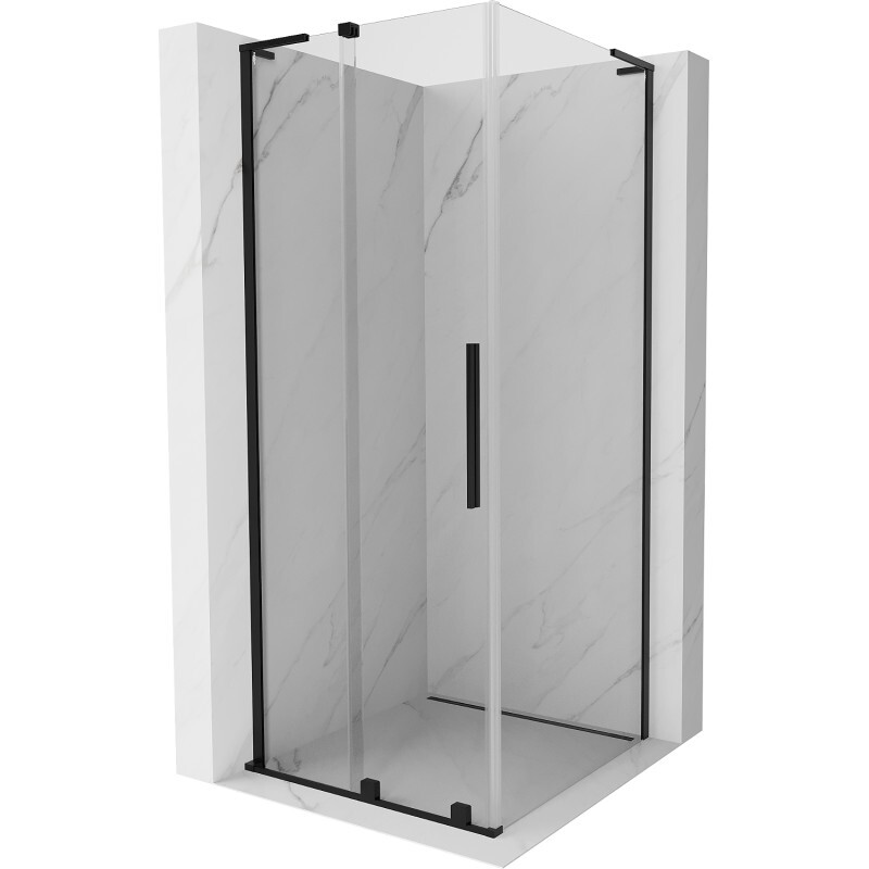 MEXEN/S - Velar L sprchovací kút, posuvné dvere 90 x 90 cm, transparent, čierna 871-090-090-03-70
