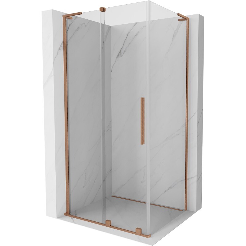 MEXEN/S - Velar L sprchovací kút, posuvné dvere 120 x 90 cm, transparent, meď kartáčovaná 871-120-090-03-65