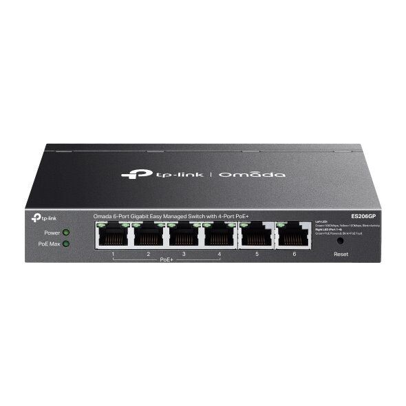 tp-link ES206GP, Omada 6portový gigabitový Easy Managed switch se 4 porty PoE+ ES206GP