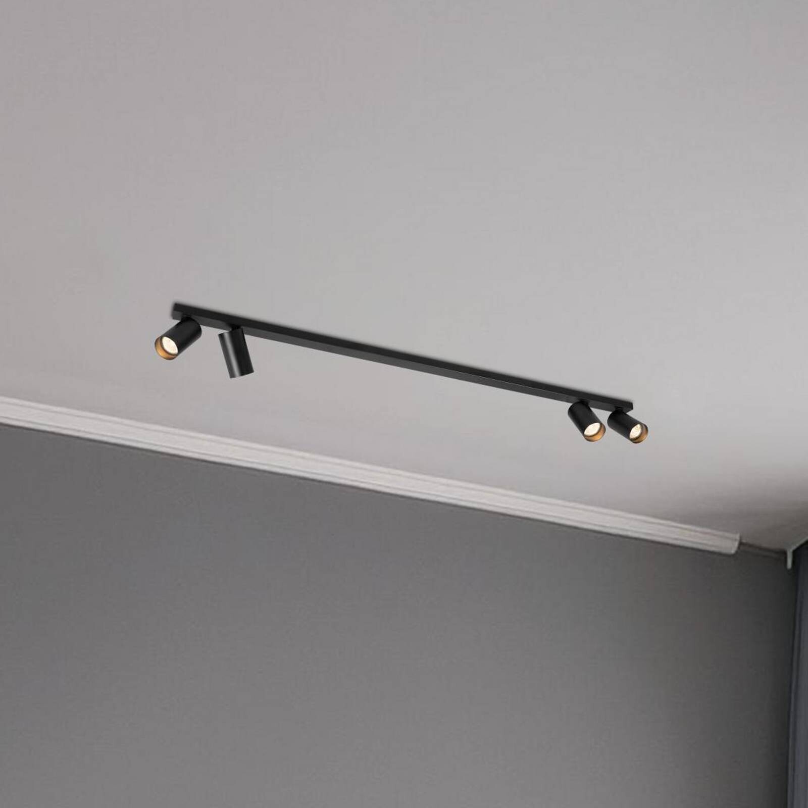 Stropné bodové svetlá Hero, čierne, 4-pl., 120 cm, kov, GU10