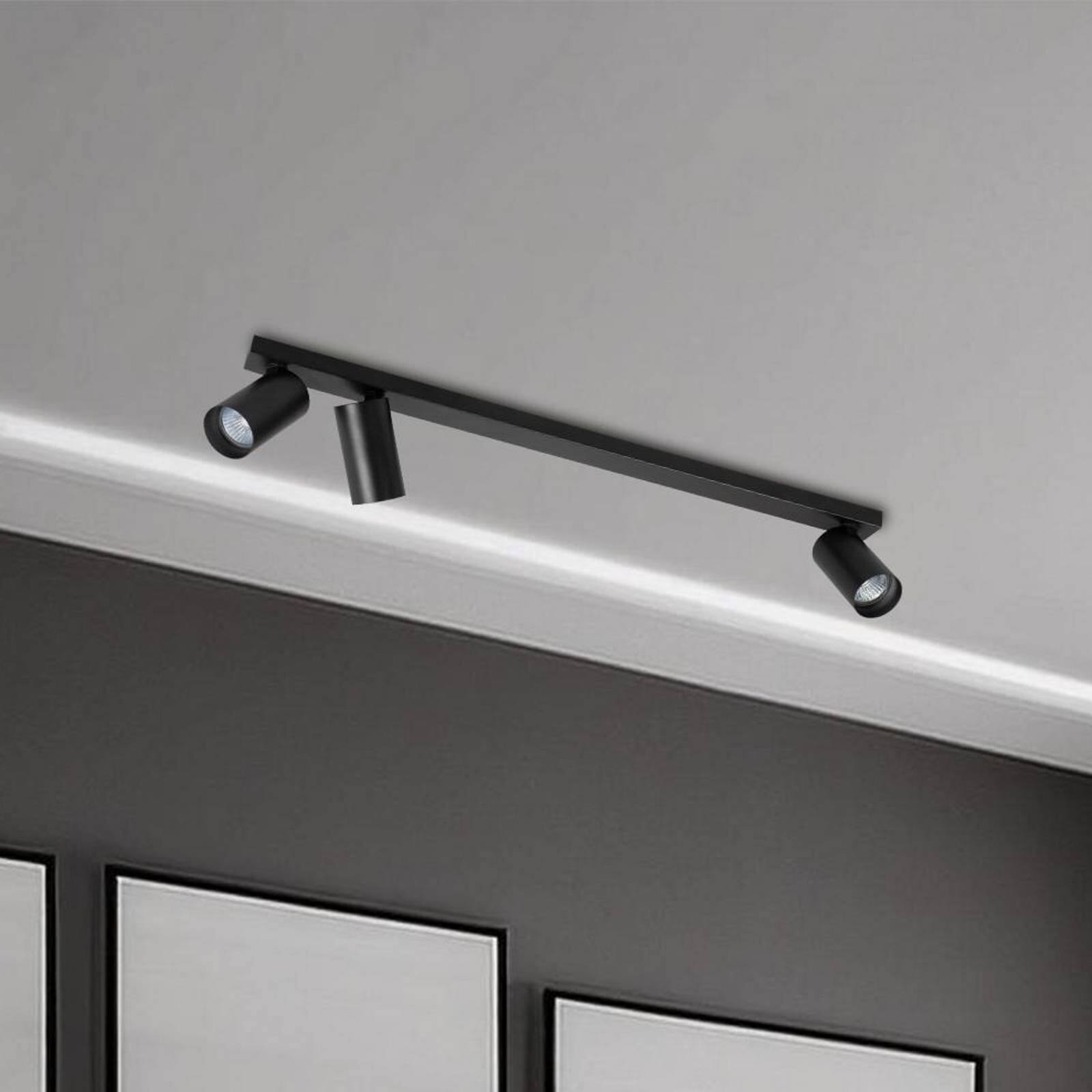 Stropné bodové svetlá Hero, čierne, 3-pl., 70 cm, kov, GU10