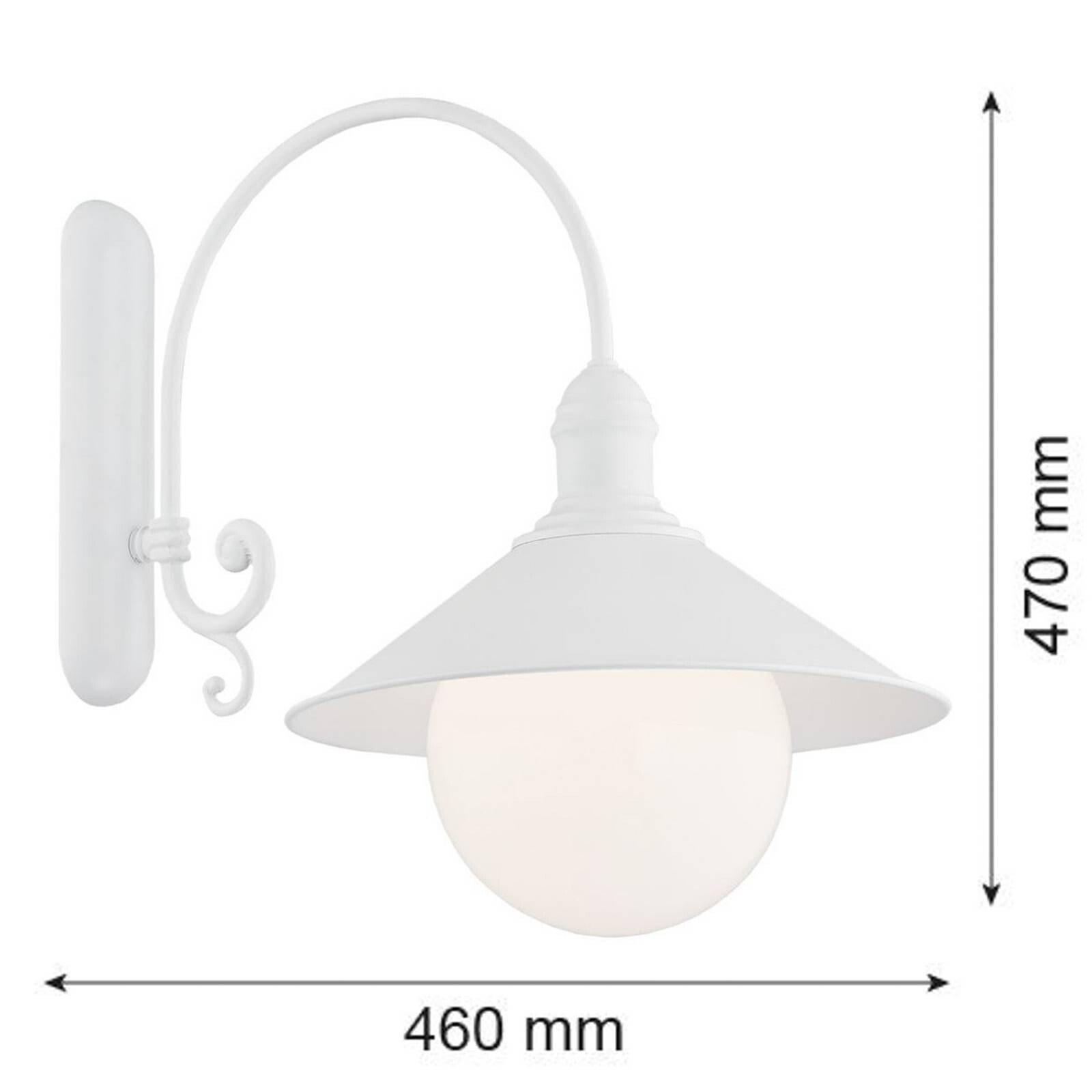 Vonkajšie nástenné svietidlo Enduro, biela, oceľ, sklo, IP44, E27