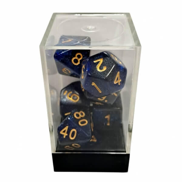 Chessex Sada kostek Starry Blue-Black/Gold Polyhedral - 7 kusov KAD15463