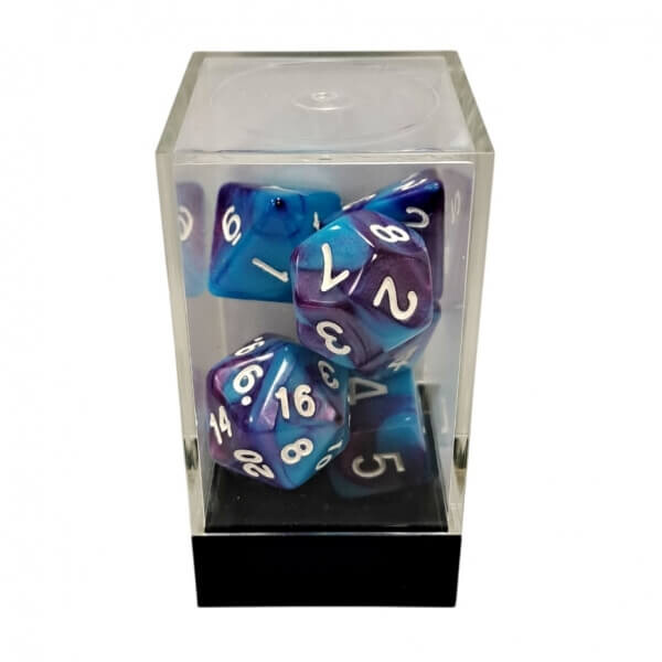 Chessex Sada kostek Dual Blue-Purple/White Polyhedral - 7 kusov KAD15395