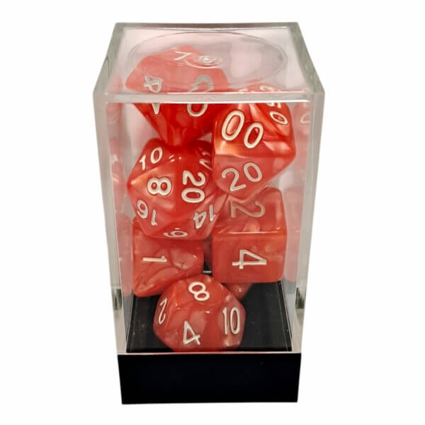 Chessex Sada koctek Marble Orange/White Polyhedral Dice Set - 7 kusů KAD15296