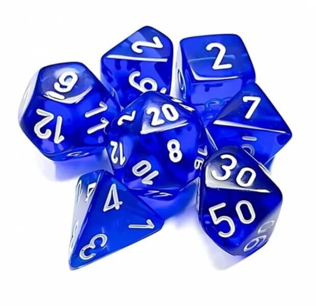 Chessex Sada koctek Marble Blue/White Polyhedral Dice Set - 7 kusů KAD15326