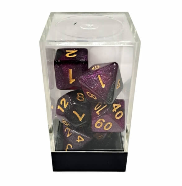 Chessex Sada kostek Starry Purple-Black/Gold Polyhedral - 7 kusov KAD15456