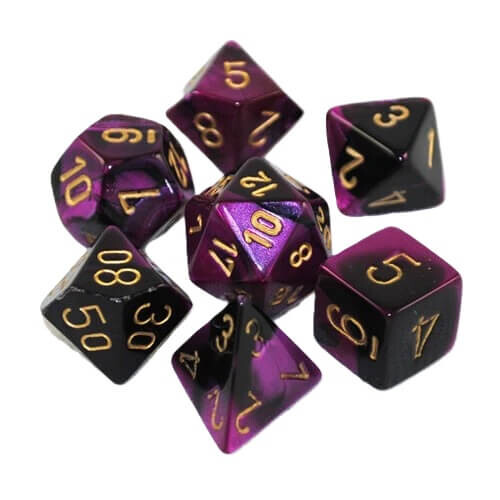 Chessex Sada kostek Dual Purple-Black/Gold Polyhedral - 7 kusov KAD15340