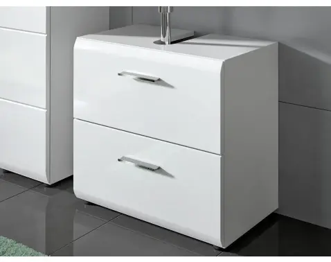 Koupelňová skrinka pod umývadlo Ice, biela lesk%