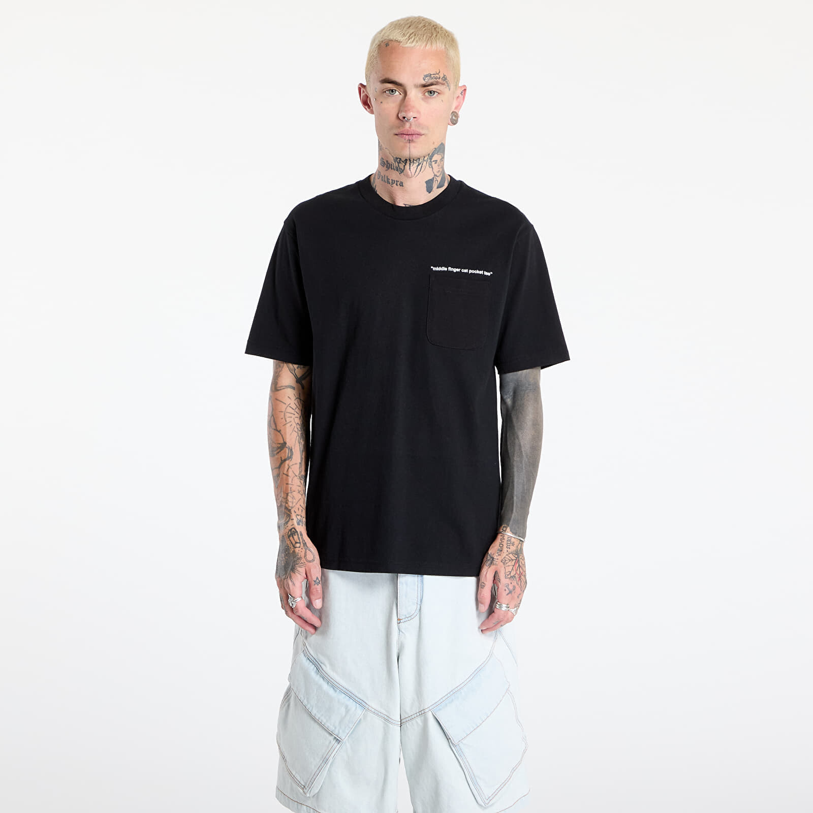 Tričko RIPNDIP Middle Finger Cat Pocket Tee Black S