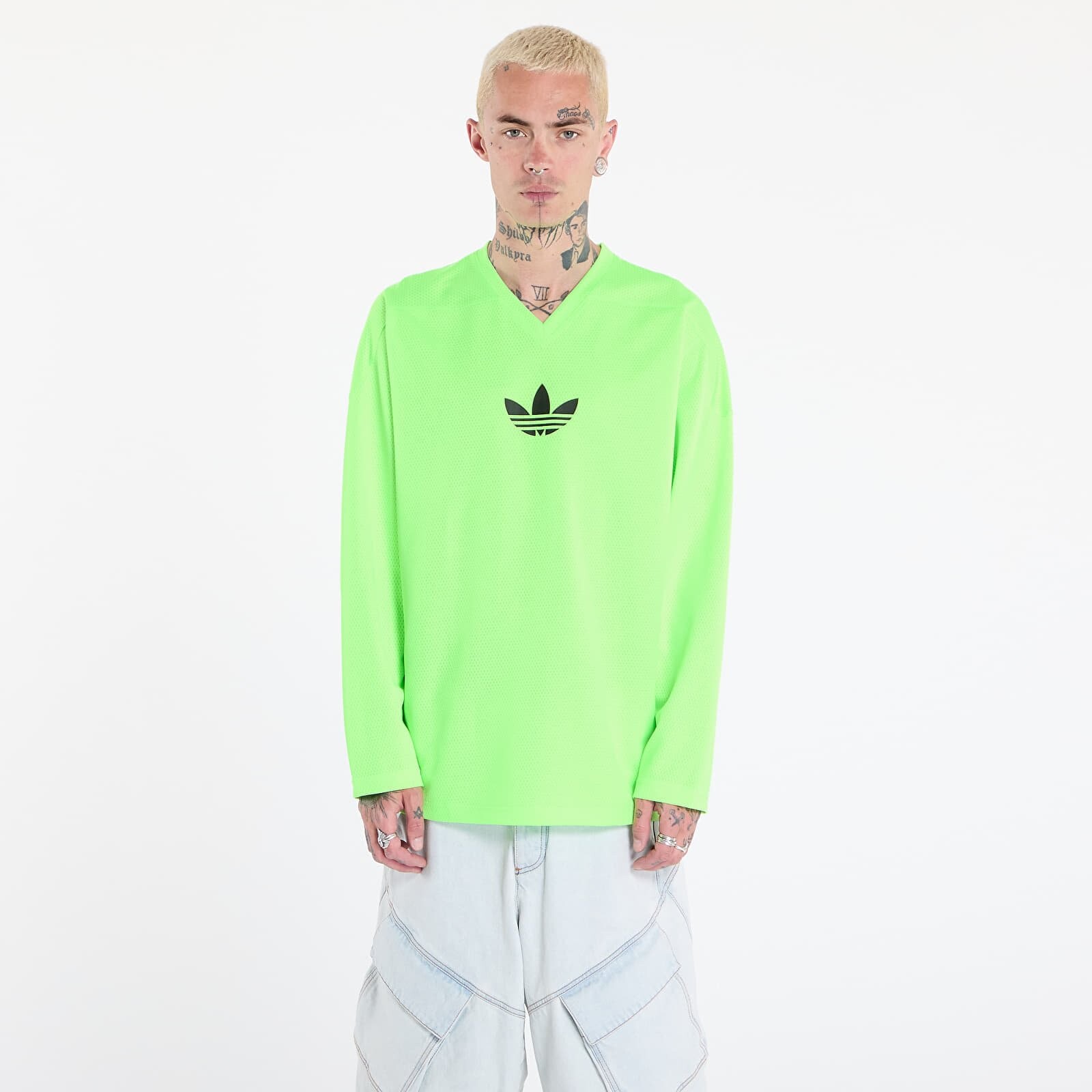 Tričko adidas Adicolor Mesh Long Sleeve Tee Signal Green/ Black S