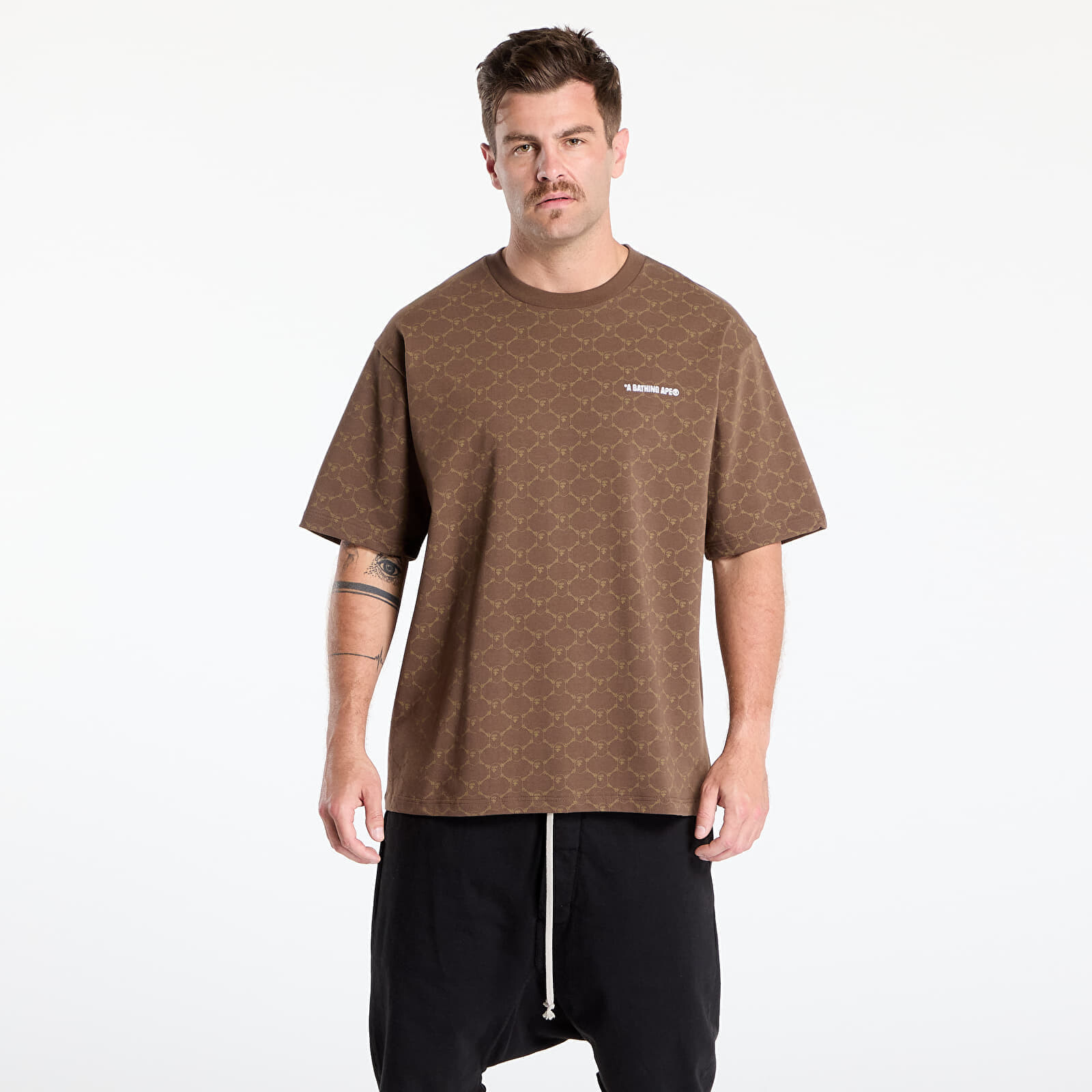 Tričko A BATHING APE College Monogram Logo Relaxed Fit Tee UNISEX Brown M