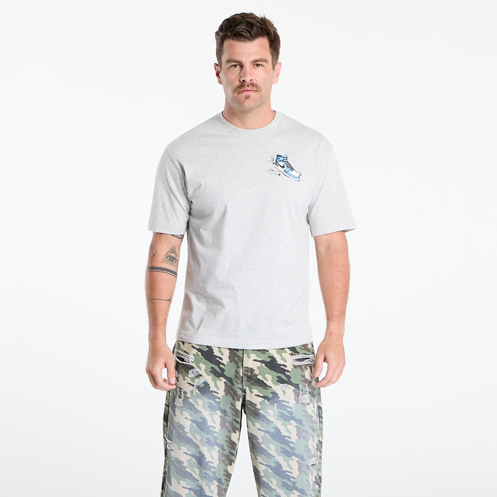 Tričko Jordan AJ1 Men's T-Shirt Grey Heather/ White M