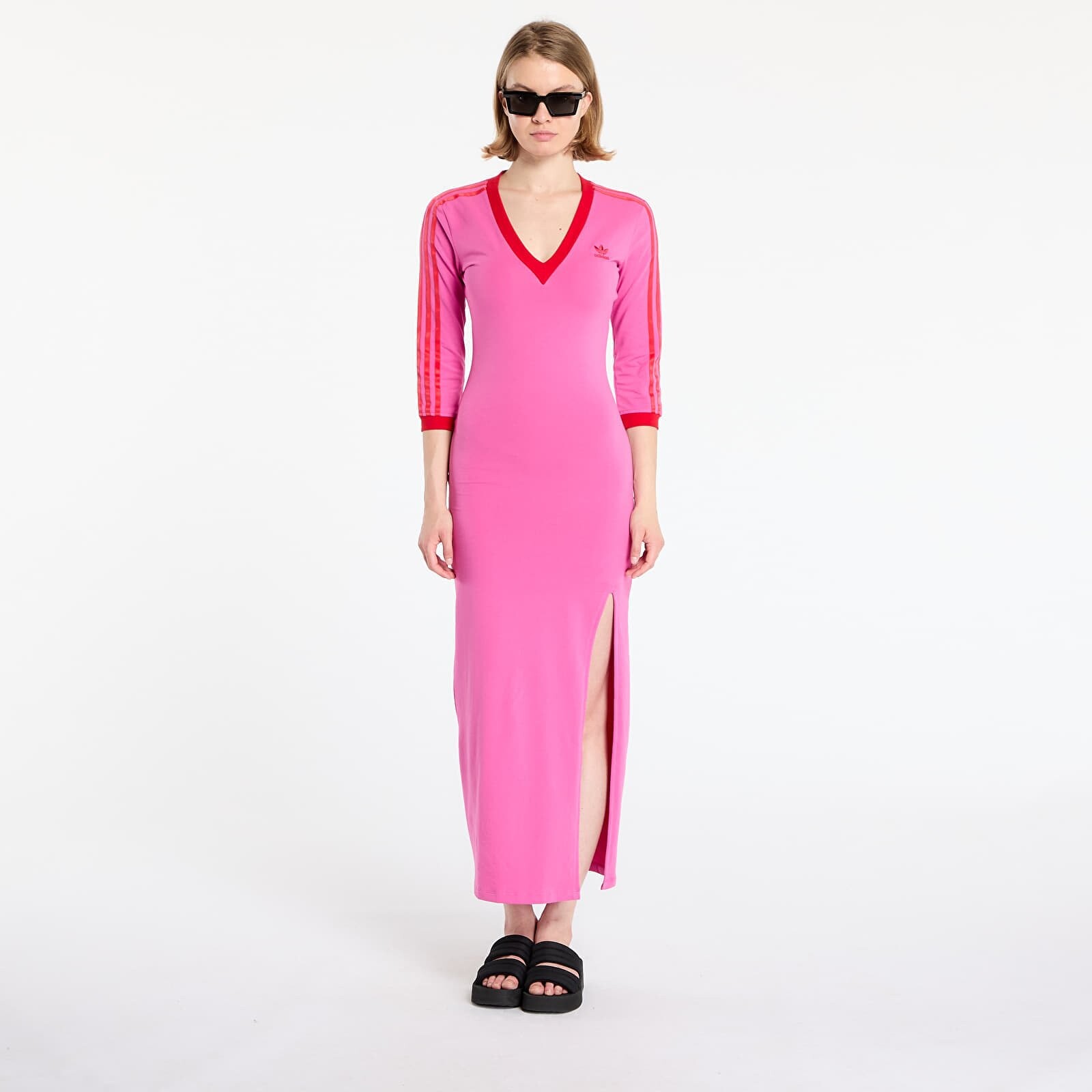 adidas Adicolor Classics 3-Stripes Maxi Dress Semi Lucid Fuchsia XS