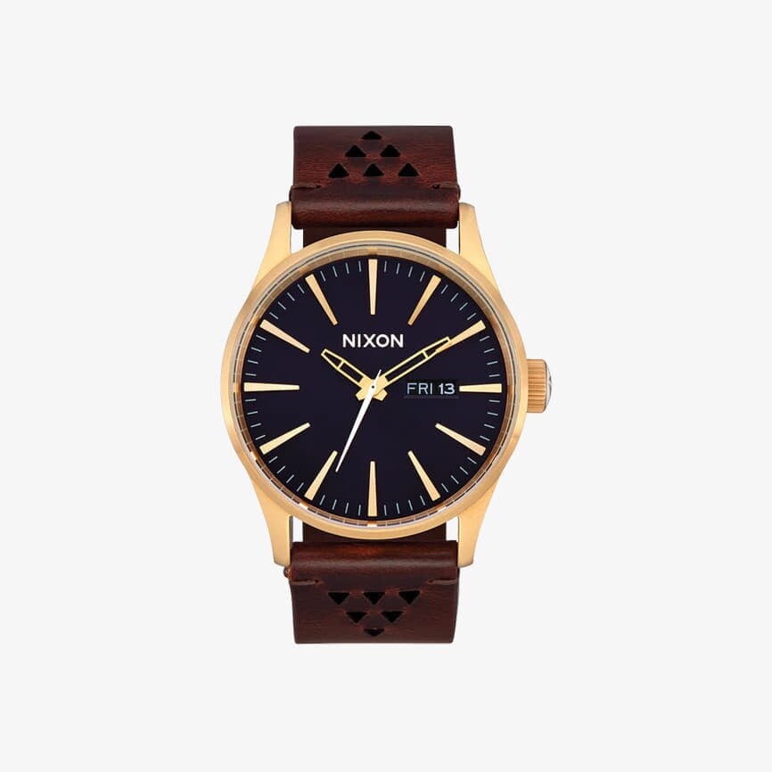 Hodinky Nixon Sentry Leather Watch Gold/ Indigo/ Brown Universal