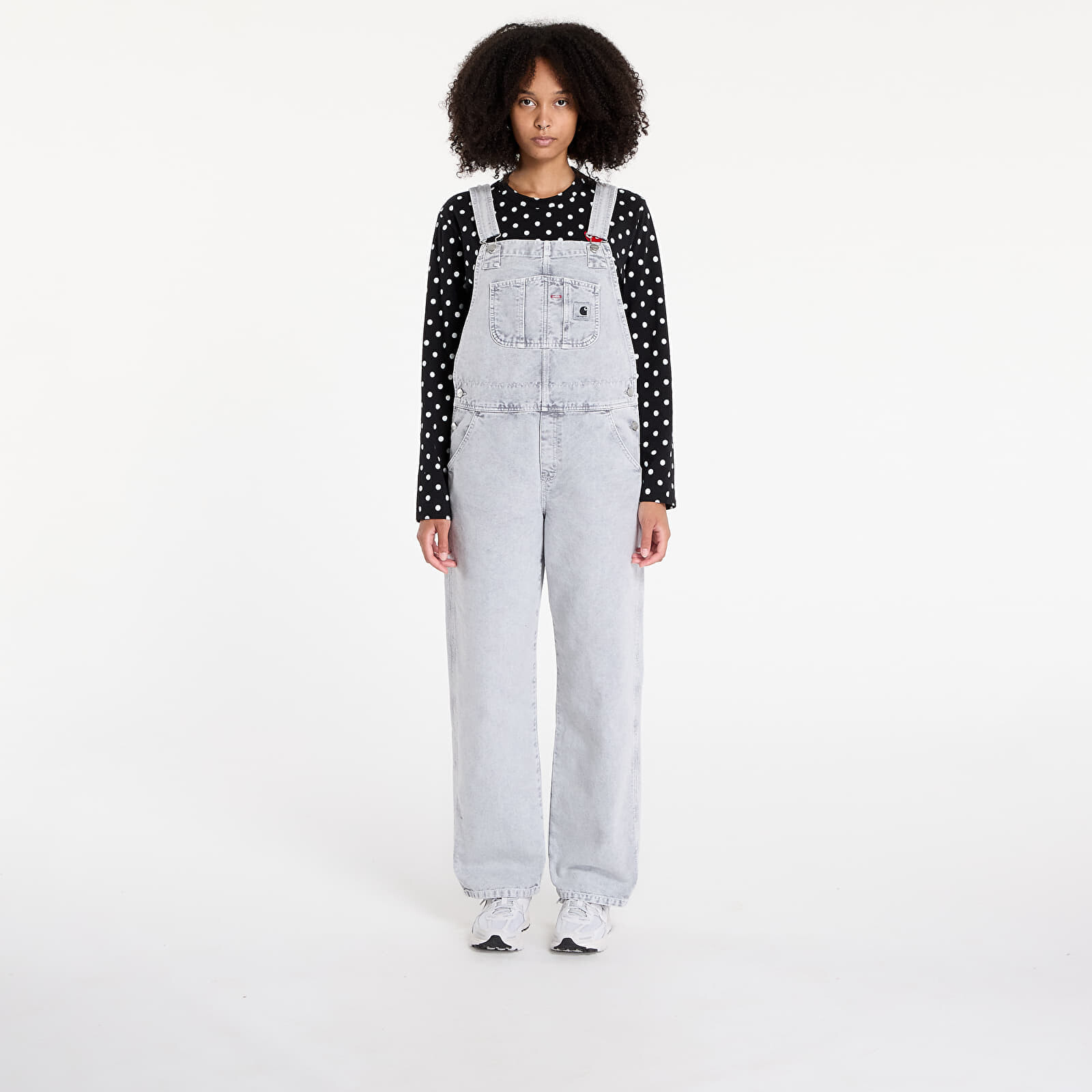 Džínsy Carhartt WIP W' Bib Overall Straight Black Chalk Wash XS