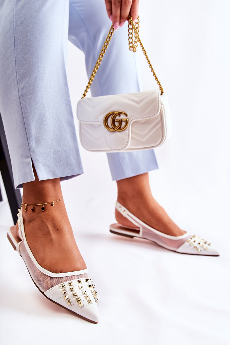 WS1 Dámske baleríny s cvočkami White Kinley