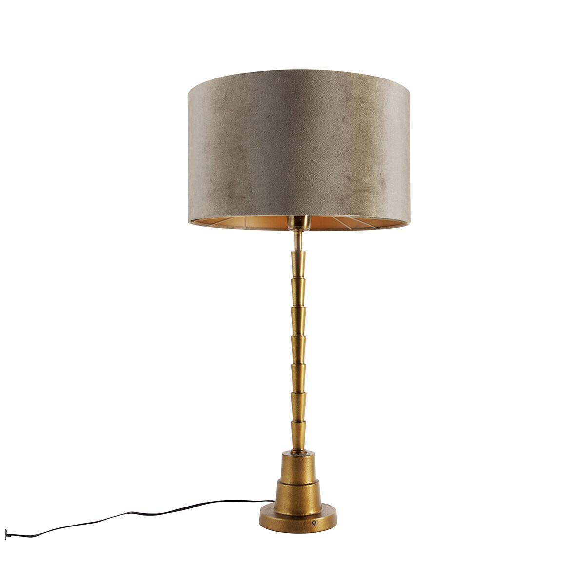 Tafellamp brons met velours kap groen 35cm - Pisos