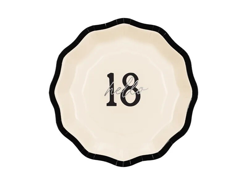 PartyDeco Papierové taniere - ''Hello 18'' 18 cm
