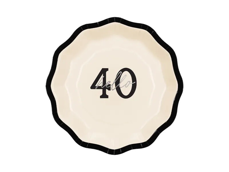 PartyDeco Papierové taniere - ''Hello 40'' 18 cm