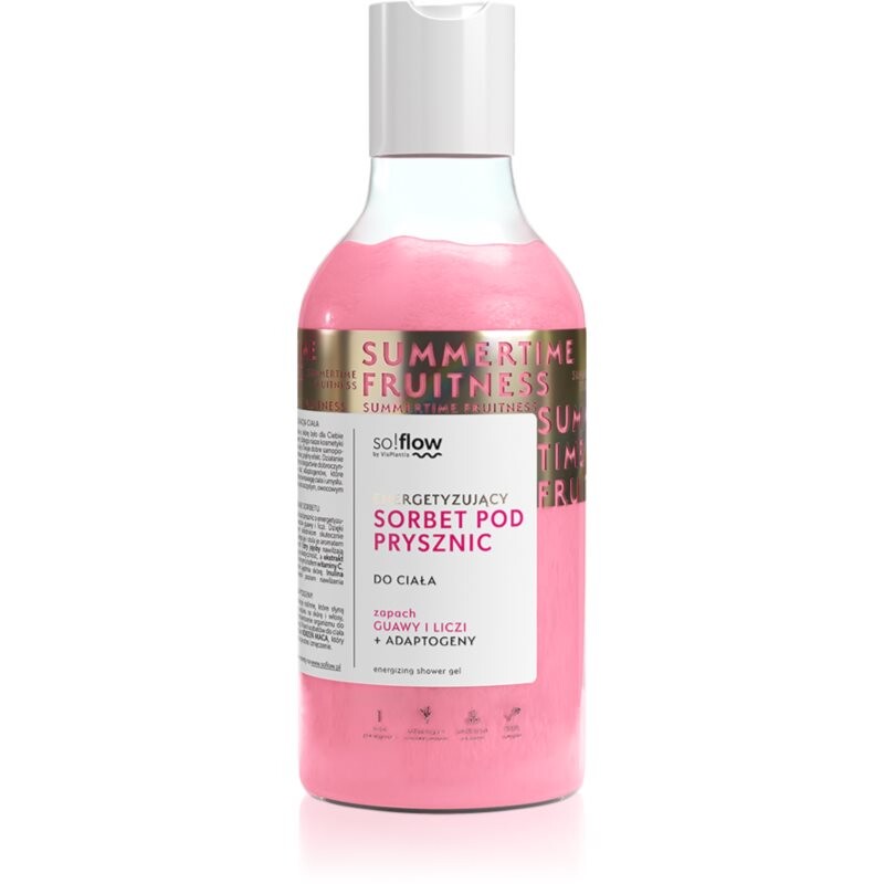 so!flow Energizing hydratačný telový sorbet do sprchy Guava, Lychee 400 ml