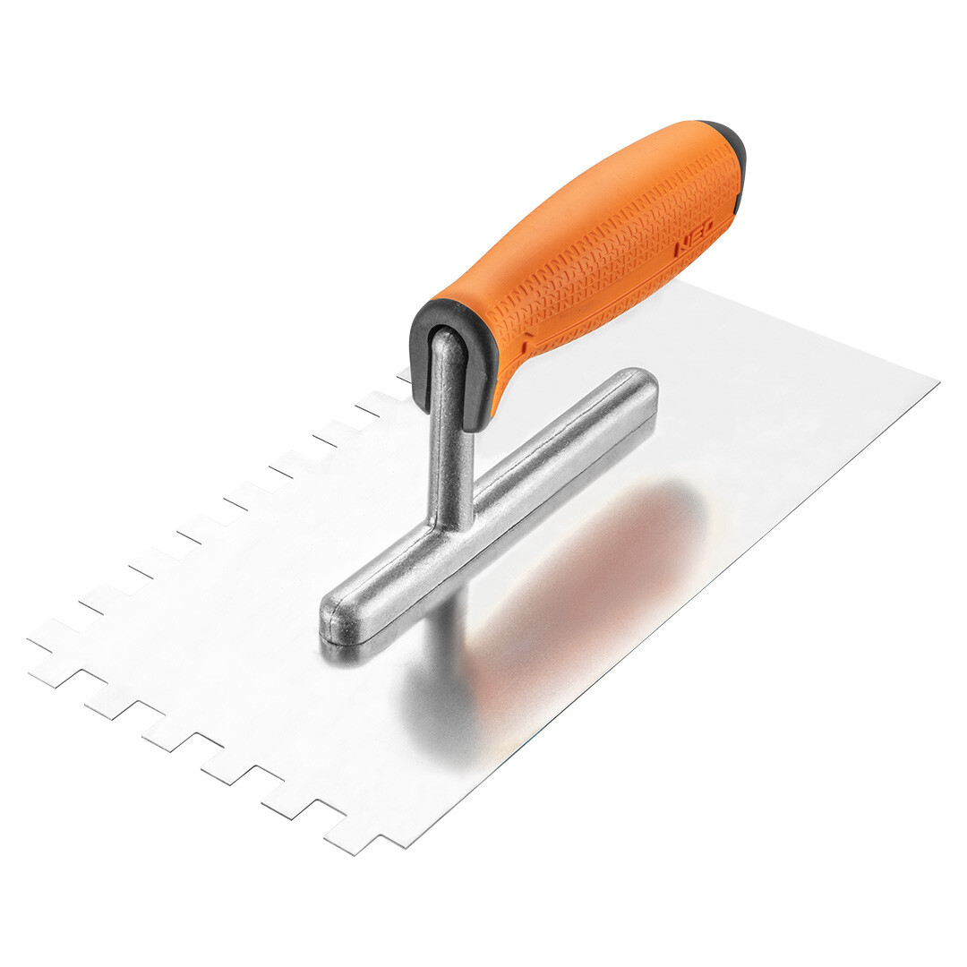 NEO TOOLS Hladidlo so zubami, 270 x 128 mm, zub 10 x 10 x 10 mm, dvojmateriálová rukoväť 50-169