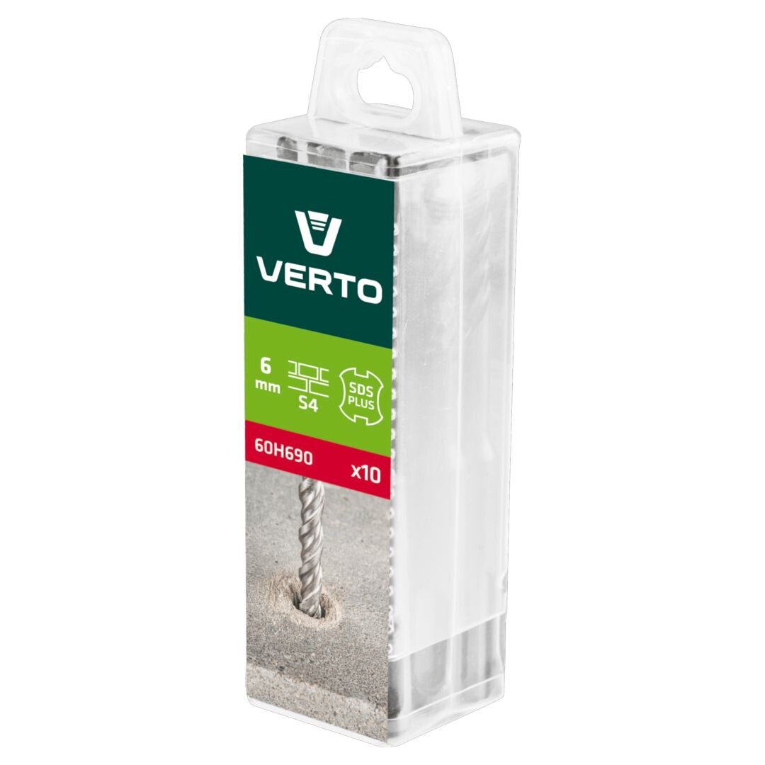 VERTO Vrták do betónu SDS Plus, 6 x 110 mm, S4 x 10 ks 60H690