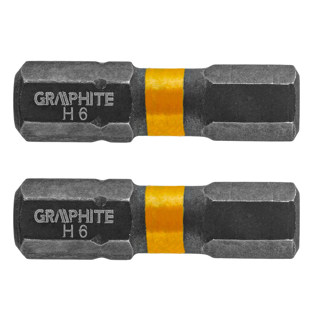 GRAPHITE Rázové bity HEX6 x 25 mm, 2 ks. 56H509