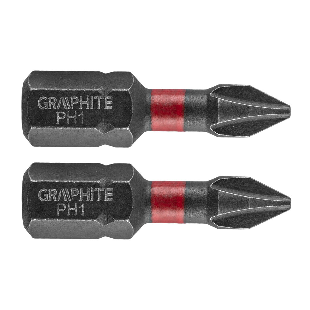 GRAPHITE Rázové bity PH1 x 25 mm, 2 ks. 56H500