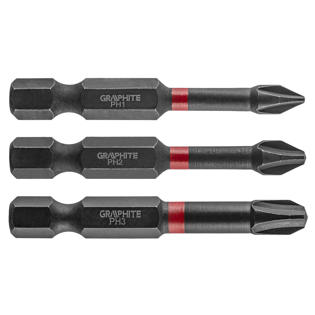 GRAPHITE Rázové bity PH1/2/3 x 50 mm, 3 ks. 56H543