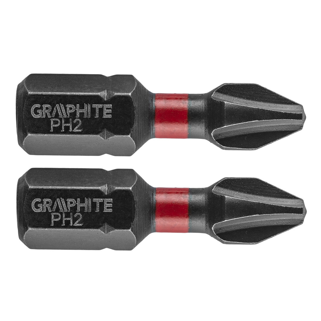 GRAPHITE Rázové bity PH2 x 25 mm, 2 ks. 56H501