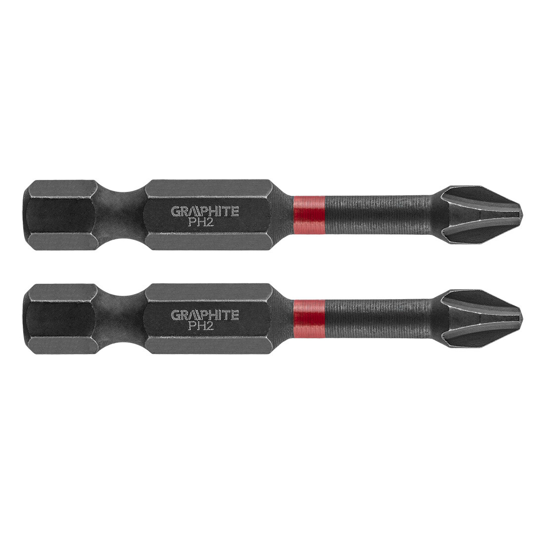 GRAPHITE Rázové bity PH2 x 50 mm, 2 kusy. 56H519