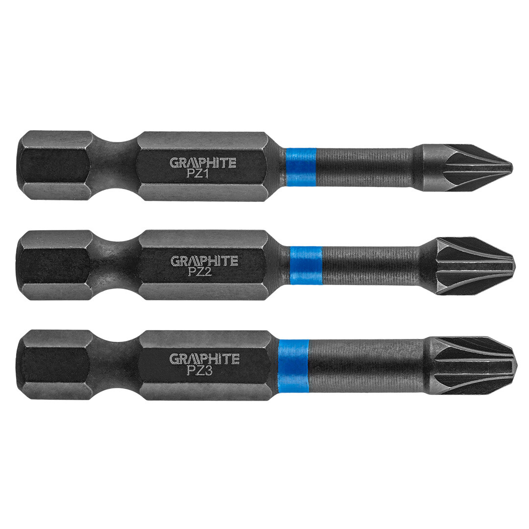 GRAPHITE Rázové bity PZ1/2/3 x 50 mm, 3 ks. 56H542